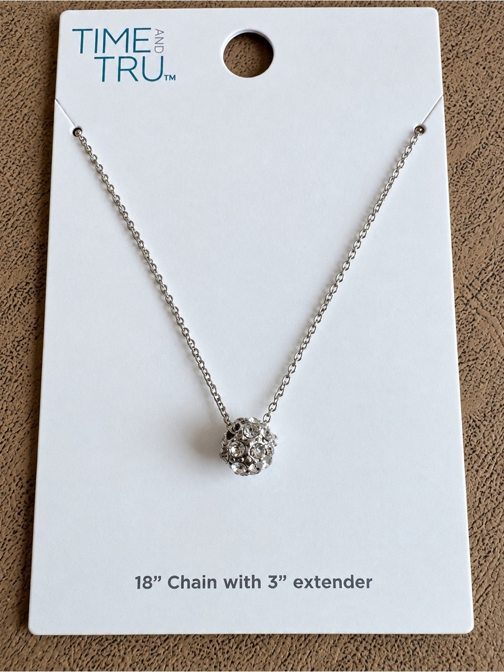 Time and Tru Silver Crystal Cluster Pendant Necklace